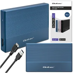 Aluminiowa obudowa zewnętrzna kieszeń na dysk USB 3.0/SSD HDD 2.5" SATA Qoltec Super speed 5Gb/s 2TB - niebieski