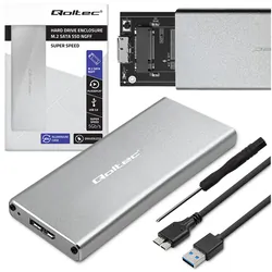 Aluminiowa obudowa zewnętrzna USB 3.0/M.2 SSD SATA NGFF Qoltec Super speed 5Gb/s 2TB - srebrny