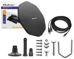 Antena DVB-T2 Qoltec VHF UHF 4K dookólna zewnętrzna - czarna