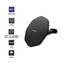 Antena DVB-T2 Qoltec VHF UHF 4K dookólna zewnętrzna - czarna