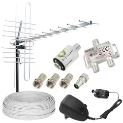 Antena kierunkowa zewnętrzna DVB-T VHF/UHF MUX8   kabel 25m - zestaw do odbioru na 2 TV