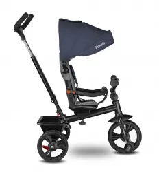 Wózek spacerowy rowerek trójkołowy pchacz 2w1 LIONELO HAARI obracany - jeans