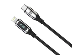 Kabel USB-C/Lightning 27W Forever LCD 1m czarny