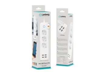 Listwa przedłużacz Smart Home Lanberg WiFi 1.8m 3x SCHUKO 10A + 4x USB 2.1A biała