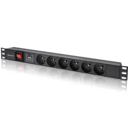 Aluminiowa listwa zasilająca PDU do szafy RACK 19'' 1U 16A6xFRENCH 1.8m