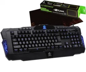 Podświetlana klawiatura dla graczy Rebeltec Legend LED blue metal + duża mata na biurko Warrior XXL 89cm Kruger&amp;Matz