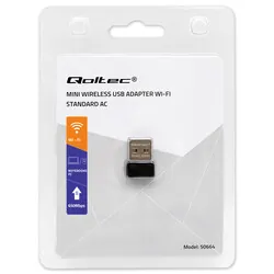 Ultraszybki bezprzewodowy Mini Adapter USB Wi-Fi Qoltec 650Mbps standard AC
