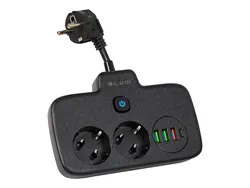 Rozgałęźnik sieciowy BLOW 2 gniazda   3x USB   1x USB-C 10cm - czarny