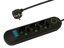 Listwa przedłużacz sieciowy BLOW 3 gniazda   3x USB 2m - czarny