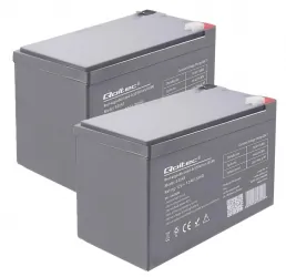 2x Akumulator AGM Qoltec 12V 12Ah HQ + ładowarka