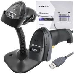 Laserowy czytnik kodów kreskowych 1D Qoltec USB + podstawka
