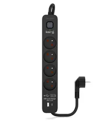 Listwa zasilająca przeciwprzepięciowa Kerg z wyłącznikiem 4 gniazda z uziemieniem USB   USB-C 1,5m 16A