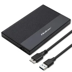 Aluminiowa obudowa zewnętrzna kieszeń na dysk USB 3.0/SSD HDD 2.5" SATA Qoltec Super speed 5Gb/s 2TB - czarny