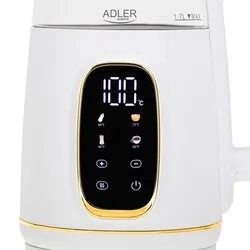 Czajnik elektryczny szklany LED z regulacją temperatury 1,7L Adler AD 1305 biało-złoty
