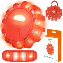 Lampa ostrzegawcza 12+3 LED LTC kempingowa flara na baterie