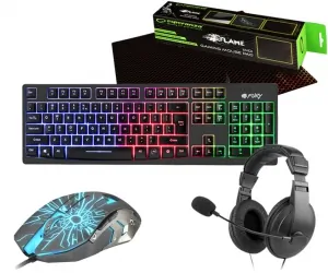 Zestaw FURY klawiatura HELLFIRE + mysz GLADIATOR + słuchawki + podkładka dla graczy + pad