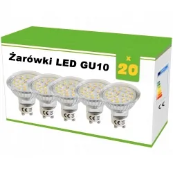 Zestaw 20x żarówek LED GU10 3.6W 25xSMD2835, AC230V, 320lm, WW blist.