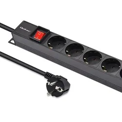 Aluminiowa listwa zasilająca PDU do szafy RACK 19'' 1U 16A 16xSCHUKO 1.8m