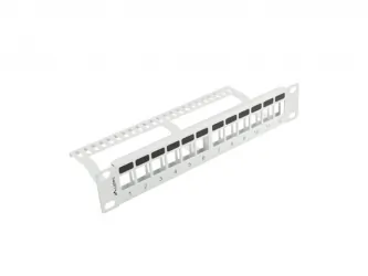 Patch panel pusty 12x port LANBERG do szafy RACK 10" 1U z organizerem do modułów keystone szary