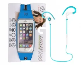 Słuchawki sportowe do biegania BT z mikrofonem + sportowy pas na telefon 5.5"