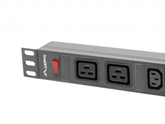 Listwa zasilająca RACK PDU LANBERG do szafy RACK 19" 1U 16A 2m 2xC19 + 8xIEC C13 czarna C20