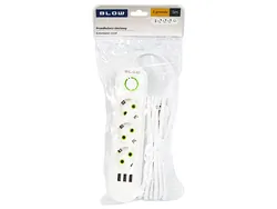 Listwa przedłużacz sieciowy BLOW 3 gniazda   3x USB 5m - biały