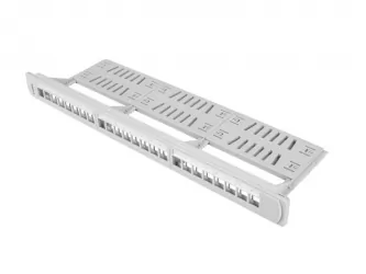 Patch panel pusty 24x port LANBERG do szafy RACK 19&quot; 1U z organizerem do modułów keystone szary