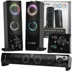 Zestaw dwóch głośników komputerowych Bluetooth moduł 2IN1  LED RGB
