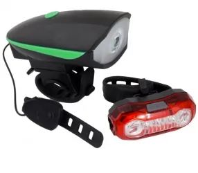Zestaw lampka rowerowa LED na przód i tył Esperanza ALFARD z dzwonkiem + POLARIS USB