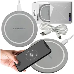 Bezprzewodowa ładowarka indukcyjna Qoltec RING Qualcomm QuickCharge 3.0 10W - szary