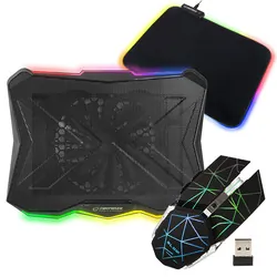 Bezprzewodowa mysz gamingowa BLOW HURRICANE 3   podświetlana mata LED GRB   podstawka chłodząca