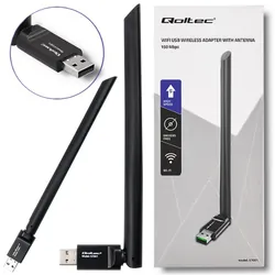 Bezprzewodowy adapter Wi-Fi USB z anteną Qoltec standard N