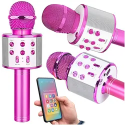 Bezprzewodowy mikrofon Bluetooth WS858 karaoke różowy