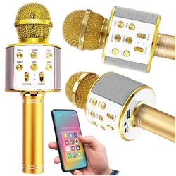 Bezprzewodowy mikrofon Bluetooth WS858 karaoke złoty