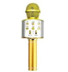 Bezprzewodowy mikrofon Bluetooth WS858 karaoke złoty