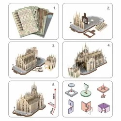 PUZZLE 3D Katedra w Mediolanie Milano zestaw XXL 251 elementów skala 1:290