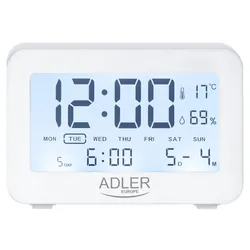 Budzik na baterie Adler AD 1196W biały