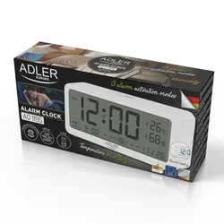 Budzik na baterie z termometrem Adler AD 1195W biały