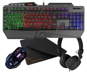 Klawiatura gamingowa dla graczy FURY SKYRAIDER z podświetleniem + mysz + słuchawki + mata