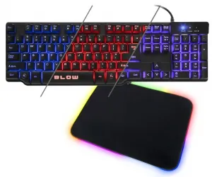 Klawiatura Gamingowa podświetlana LED BLOW Adrenaline CERBERUS + podświetlana mata + słuchawki BLOW CERBERUS