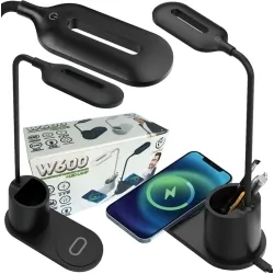 Lampka biurkowa LED Rebeltec z ładowarką indukcyjną - czarna