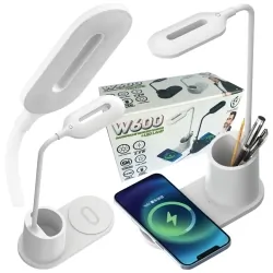Lampka biurkowa LED Rebeltec z ładowarką indukcyjną - biała