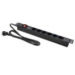 Aluminiowa listwa zasilająca PDU do szafy RACK 19'' 1U 16A6xFRENCH 1.8m
