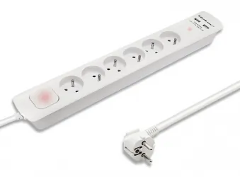 Listwa antyprzepięciowa Qoltec 2xUSB 6 gniazd z uziemieniem 1.8m biała