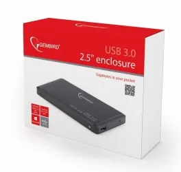 Aluminiowa obudowa zewnętrzna USB 3.0 dla dysków 2.5&quot; SATA GEMBIRD czarna
