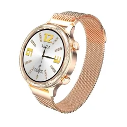 Zegarek sportowy smartwatch SENBONO LADY M3 z metalowa kopertą IP68 pulsoksymetr - złoty