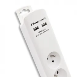 Listwa antyprzepięciowa Qoltec 2xUSB 4 gniazda z uziemieniem 1.8m biała