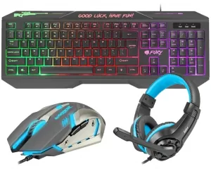 Klawiatura gamingowa podświetlana dla graczy FURY HELLFIRE + mysz + słuchawki