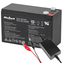 Akumulator żelowy Rebel 12V 7Ah + ładowarka