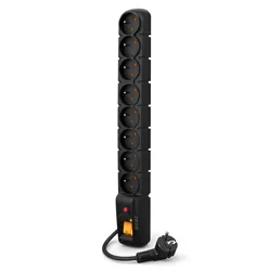 Listwa przedłużacz przeciwprzepięciowy ACAR S8 PRO 1,5m 8 gniazd 10A czarna
